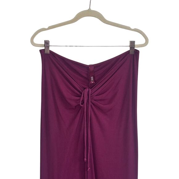 Skims Soft Lounge Ruched Long Skirt in Red Wine - Picture 6 of 10
